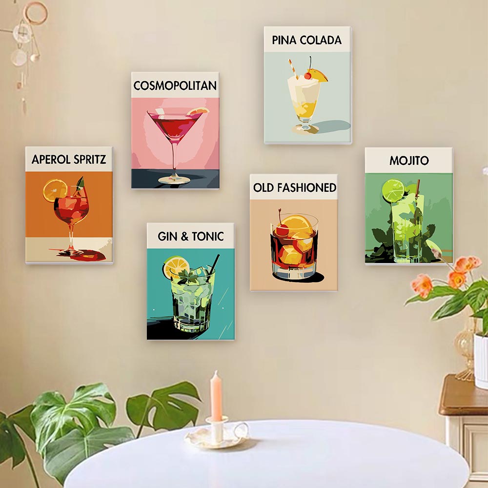 Paint by Numbers - 6 Mini Paintings | Classic Cocktails Set