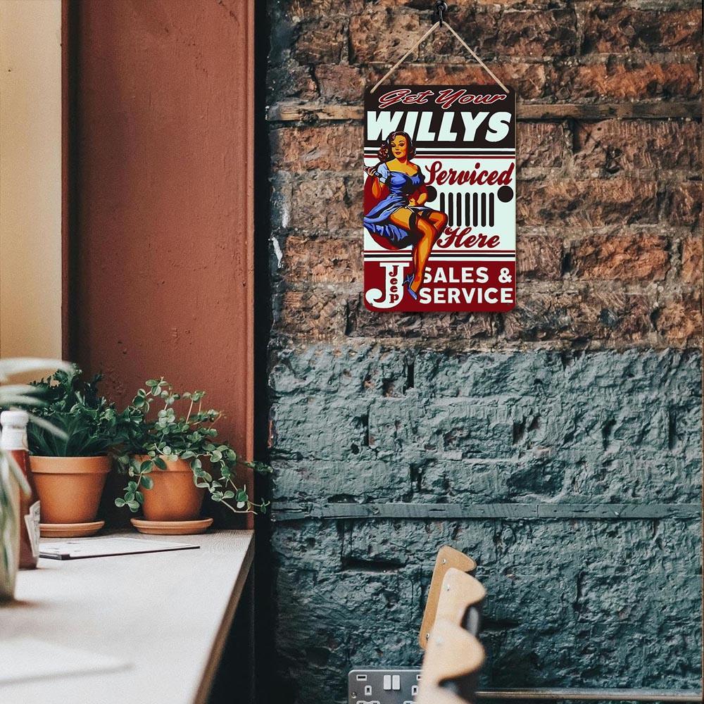 Paint by Numbers – Vintage Metal Wall Art | Willys Jeep Sales & Service Pin-up