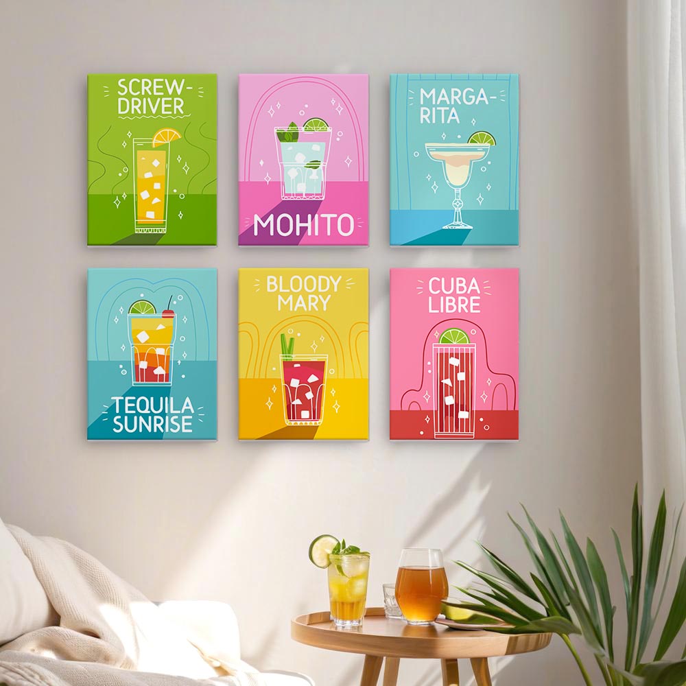 Paint by Numbers – 6 Mini Paintings | Pop Art Cocktail Classics