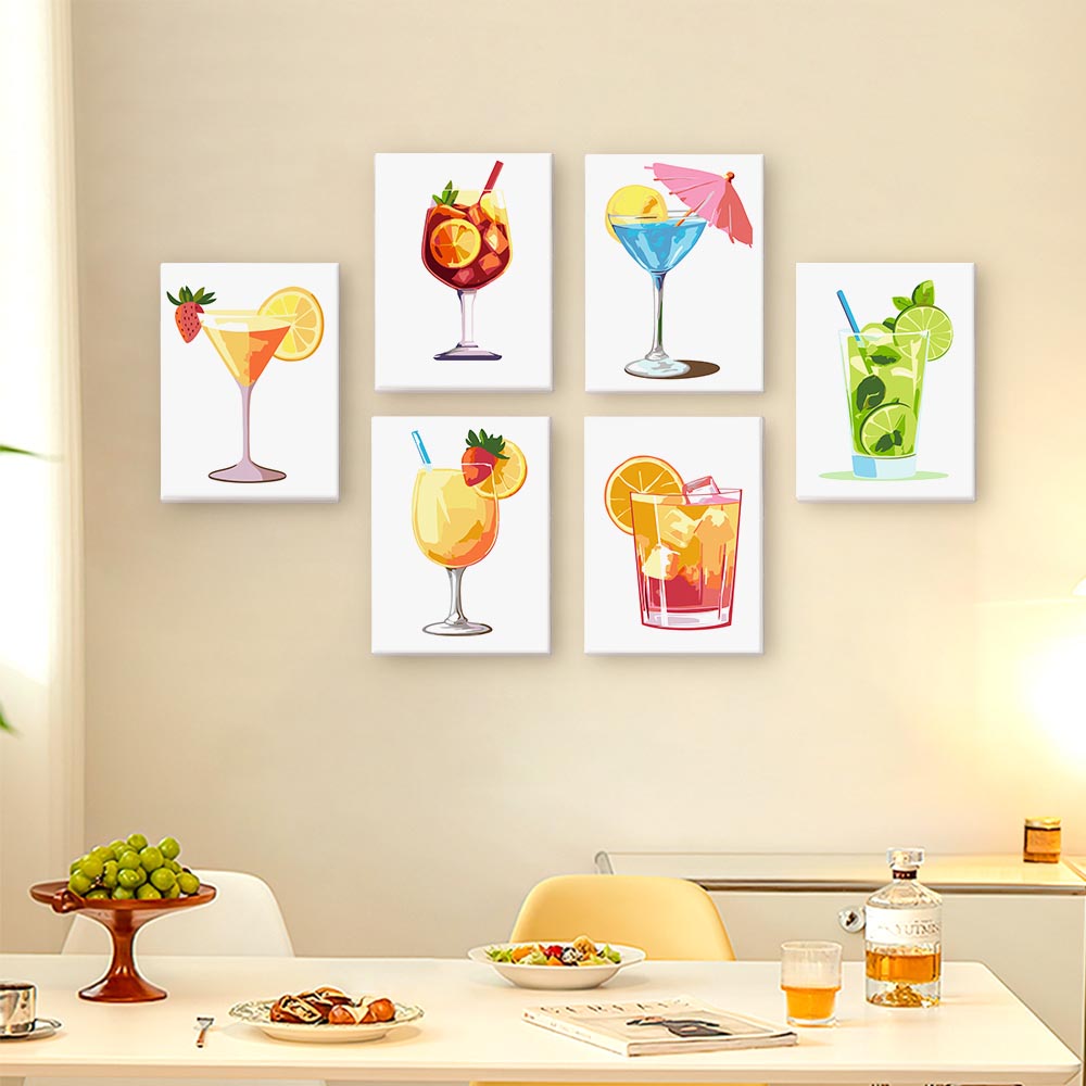 Paint by Numbers – 6 Mini Paintings | Tropical Cocktails Set