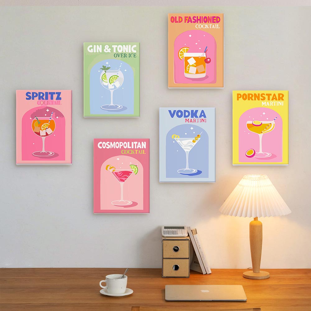 Paint by Numbers – 6 Mini Paintings | Pop Art Cocktails Set
