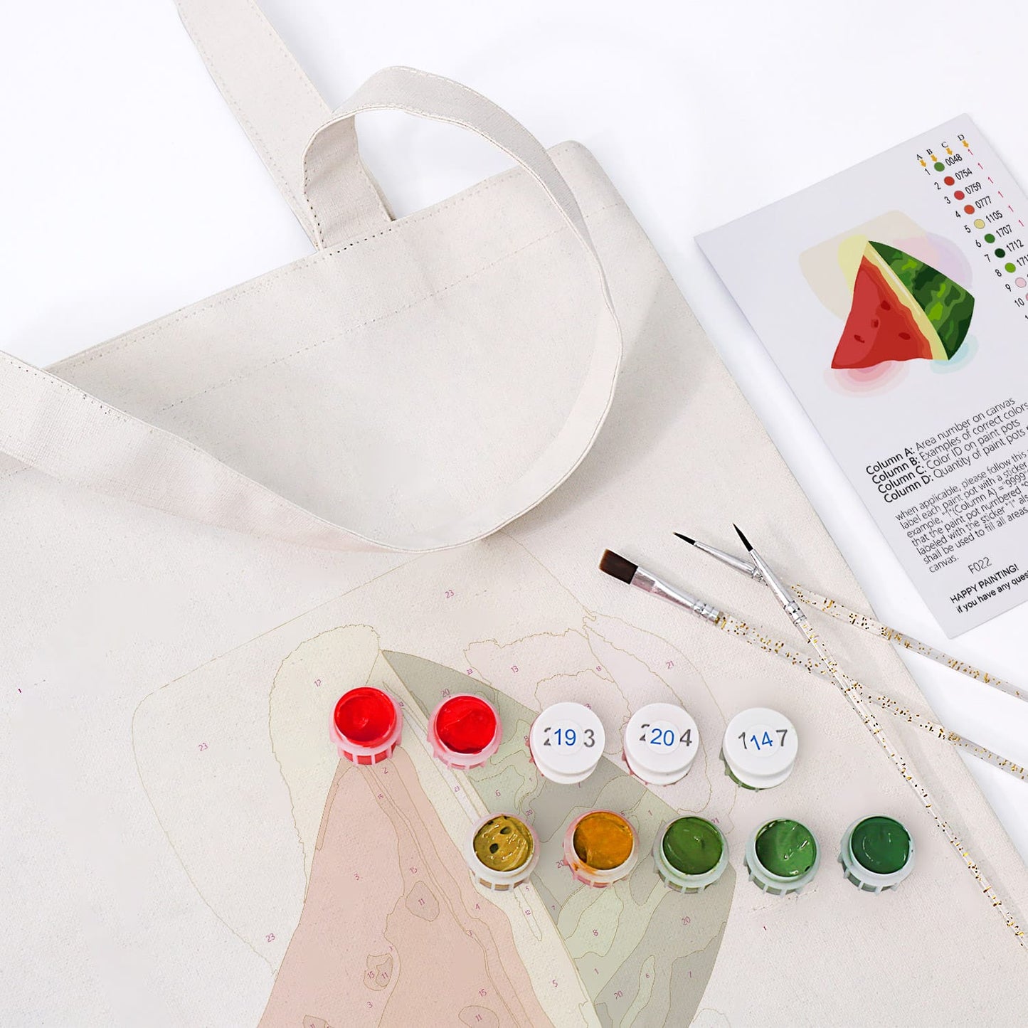 Paint by Numbers - DIY Totebag | Watermelon Slice