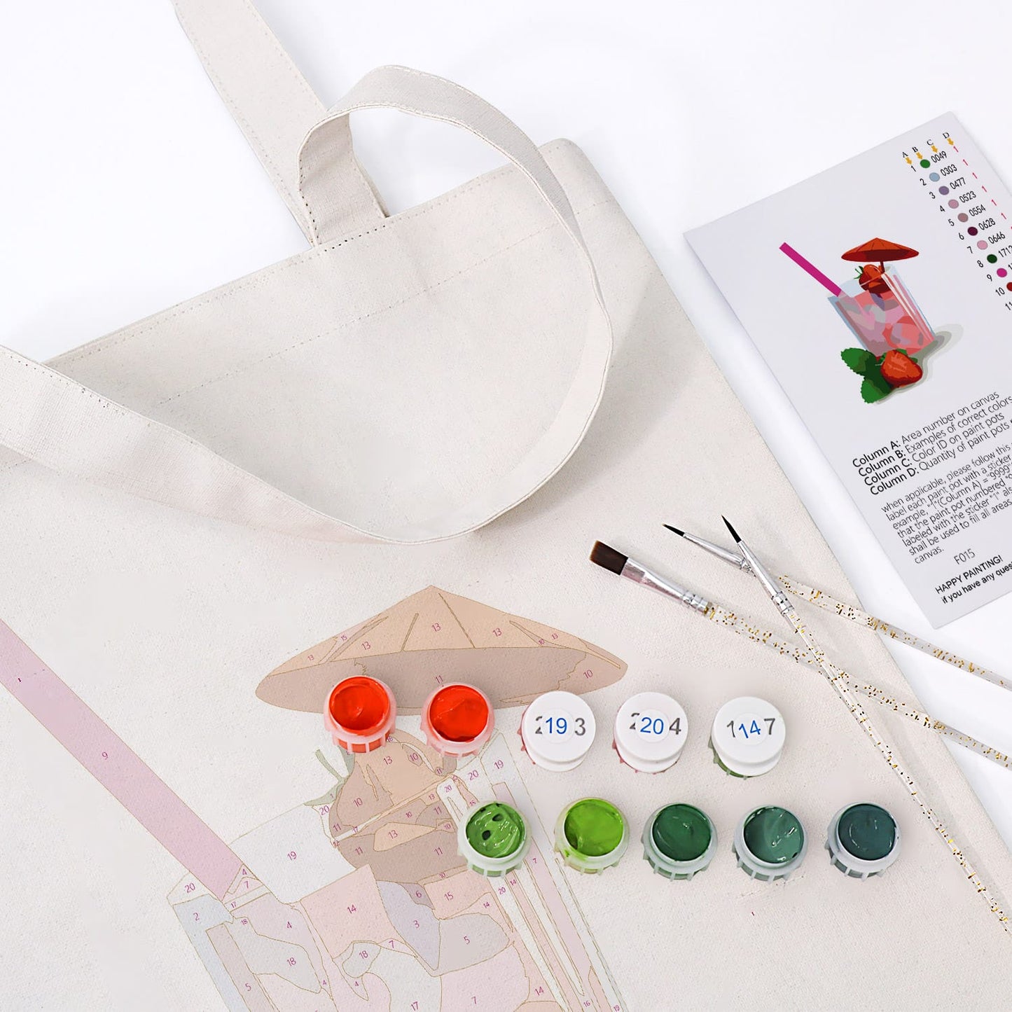 Paint by Numbers – DIY Totebag | Strawberry Drink