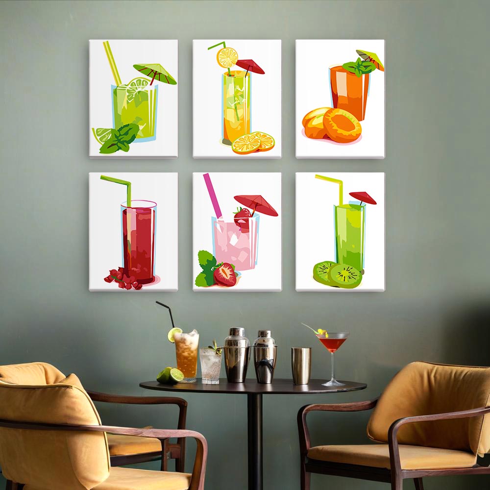Paint by Numbers – 6 Mini Paintings | Summer Fruit Drinks Collection