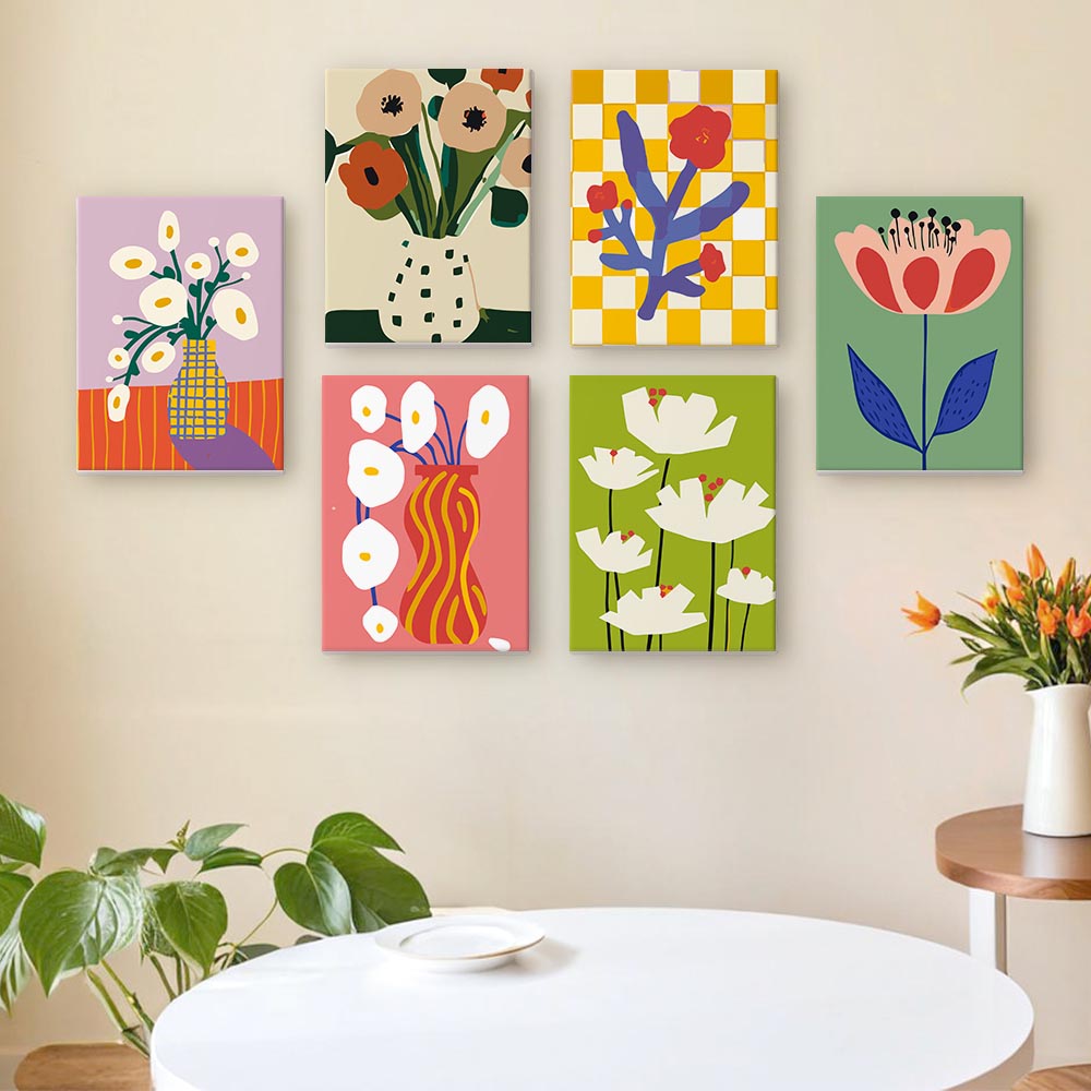 Paint by Numbers – 6 Mini Paintings | Modern Floral Pop Art Set