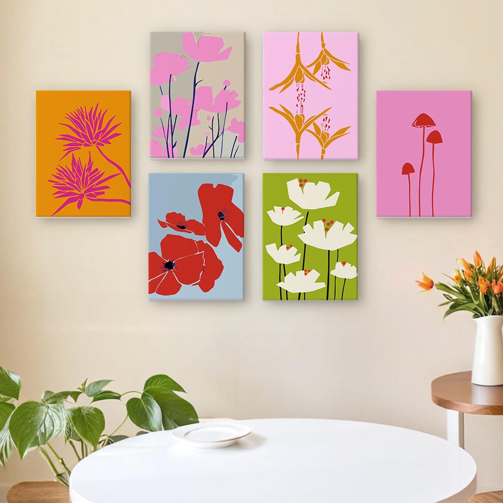 Paint by Numbers – 6 Mini Paintings | Bold Botanical Silhouettes Set