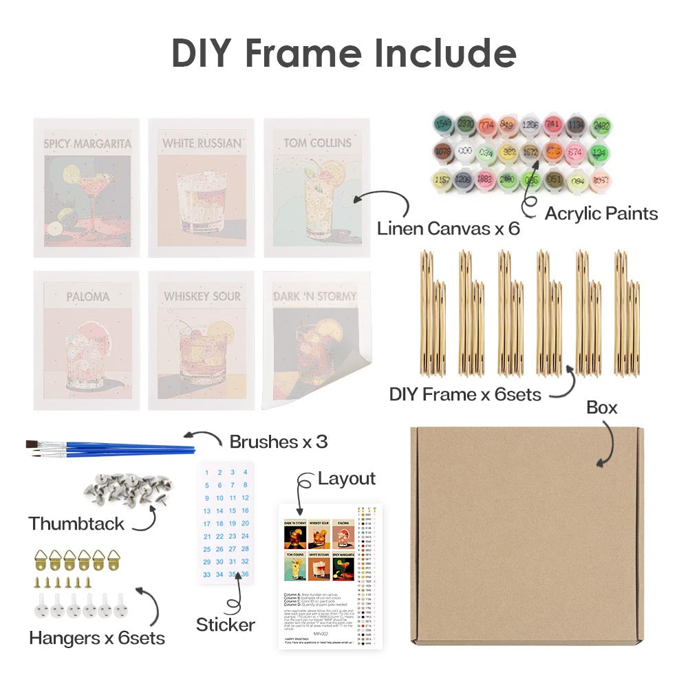 Paint by Numbers – 6 Mini Paintings | Signature Cocktails Set