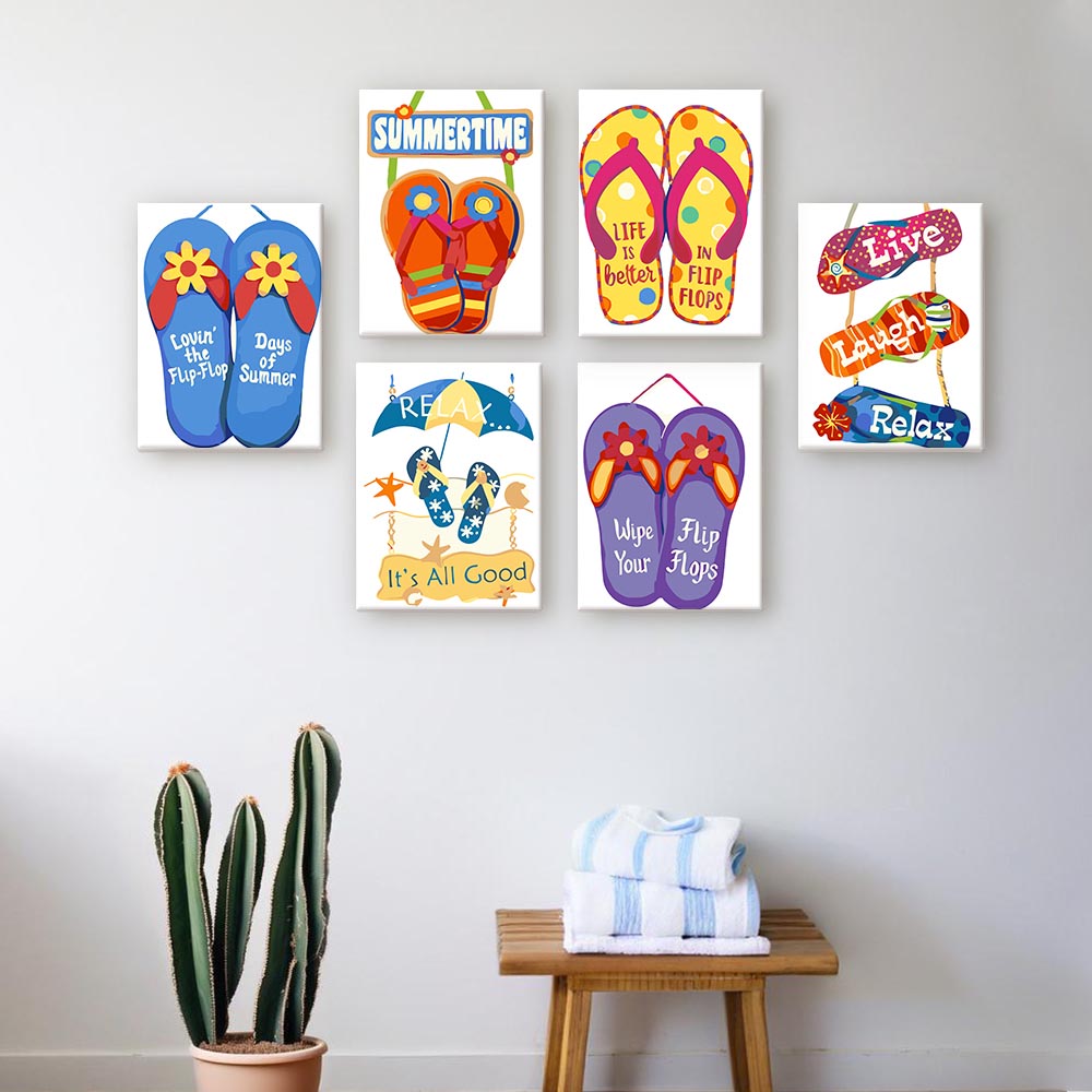 Paint by Numbers – 6 Mini Paintings | Fun Summer Flip-Flops Set