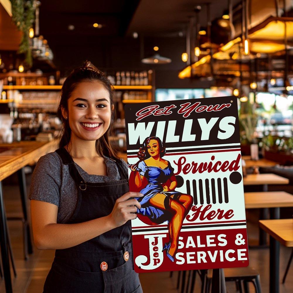 Paint by Numbers – Vintage Metal Wall Art | Willys Jeep Sales & Service Pin-up