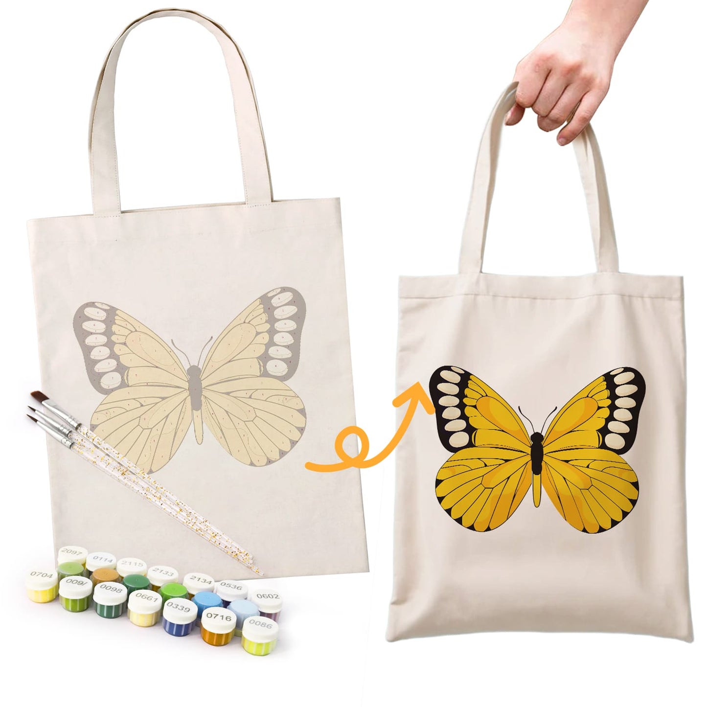 Paint by Numbers – DIY Totebag | Golden Butterfly