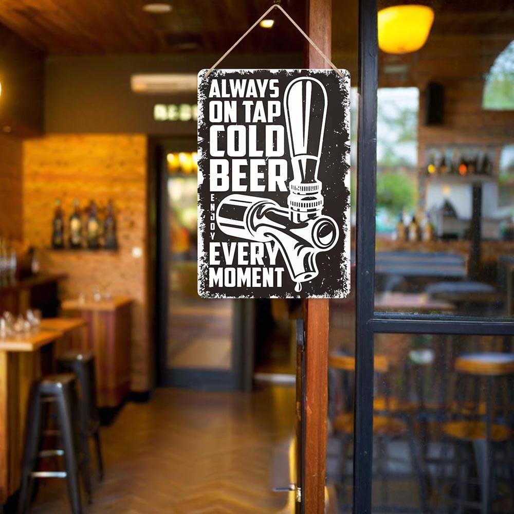 Paint by Numbers – Vintage Metal Bar Art | Cold Beer on Tap (B/W)