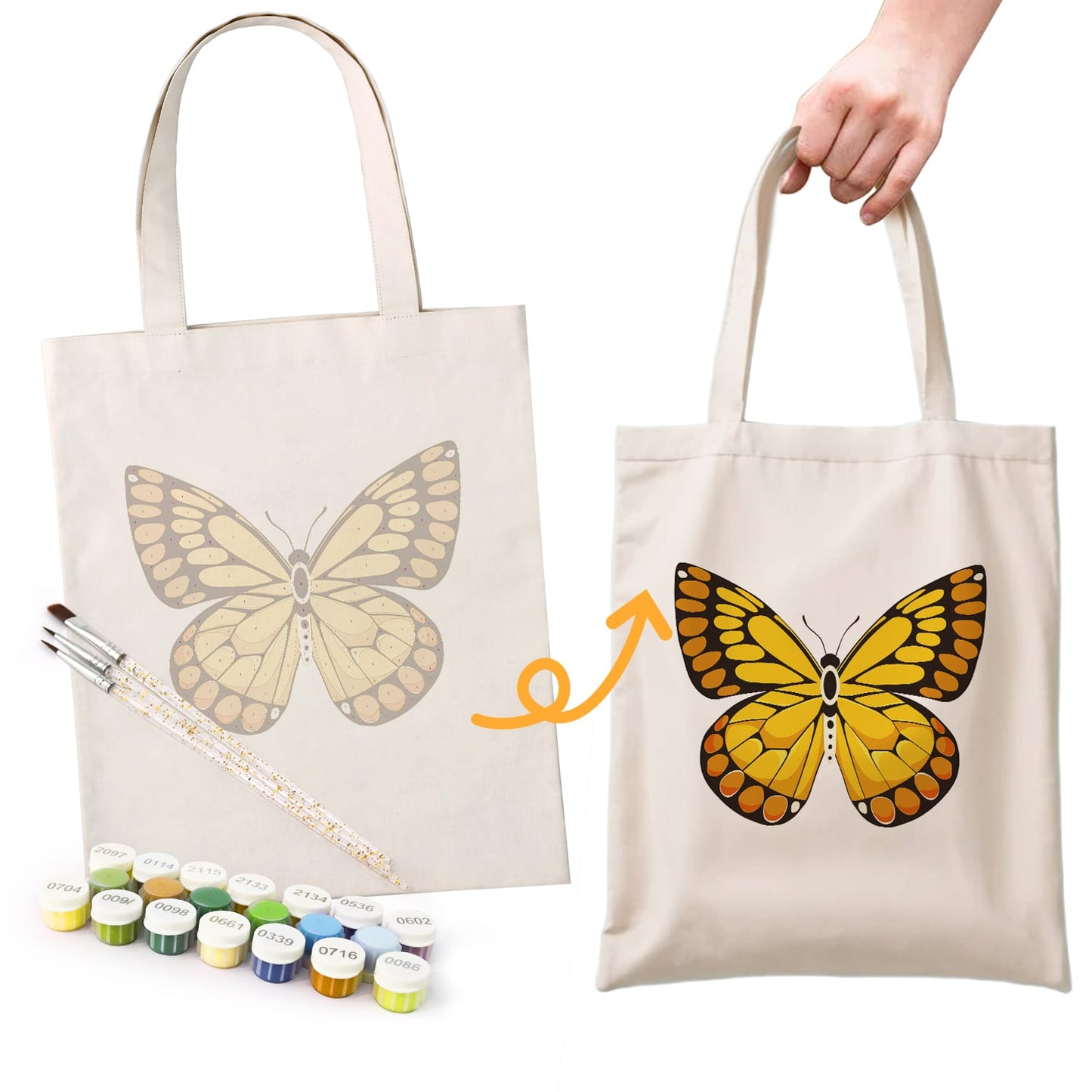 Paint by Numbers – DIY Totebag | Golden Butterfly