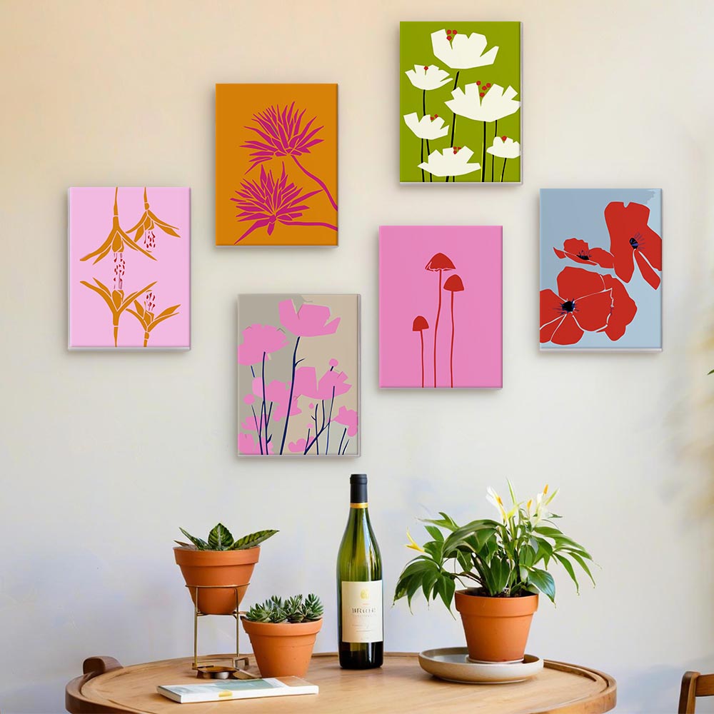 Paint by Numbers – 6 Mini Paintings | Bold Botanical Silhouettes Set