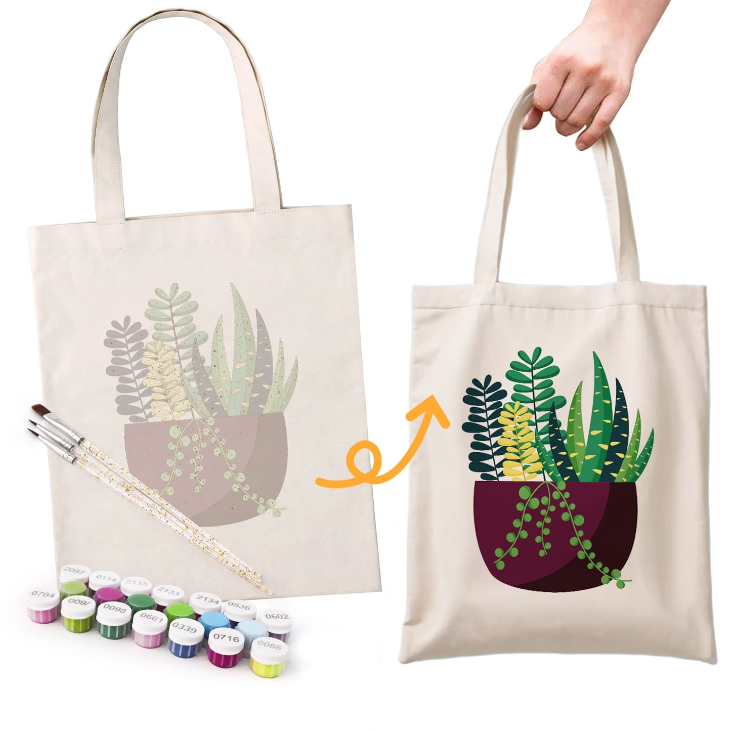 Paint by Numbers - DIY Totebag | Succulent Garden