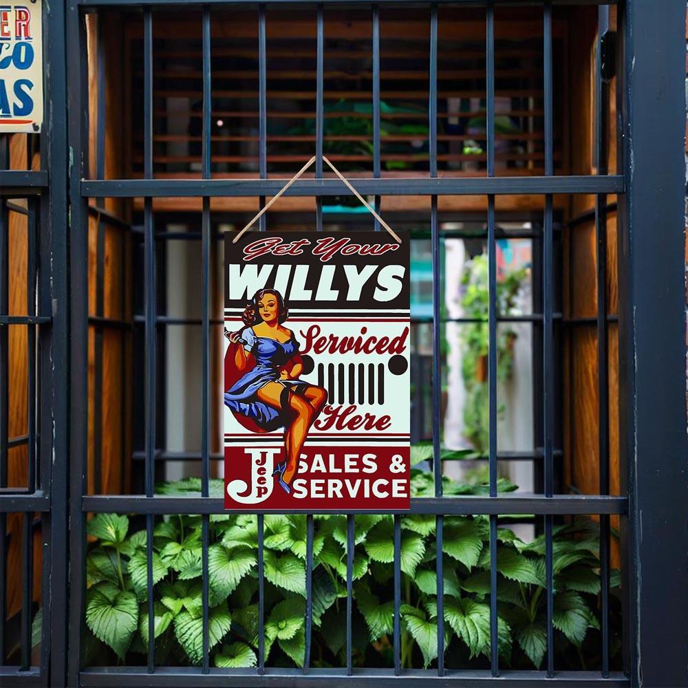 Paint by Numbers – Vintage Metal Wall Art | Willys Jeep Sales & Service Pin-up