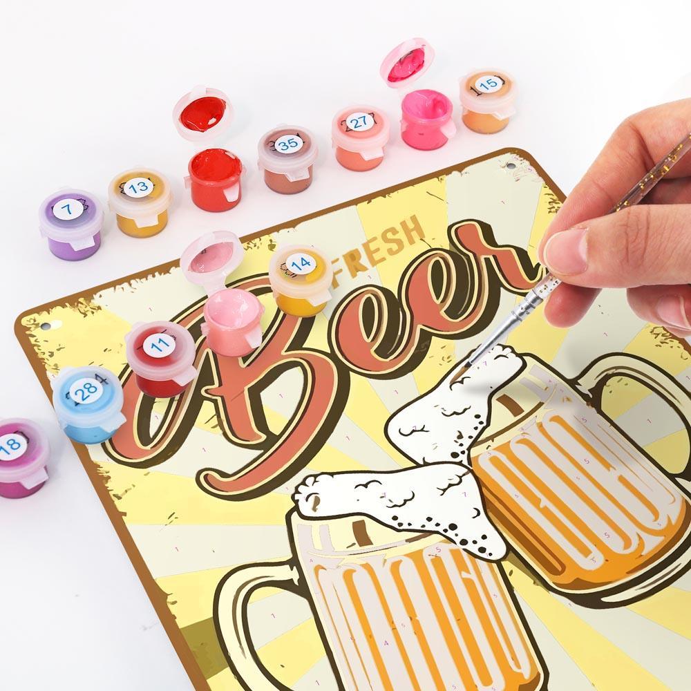 Paint by Numbers – Vintage Metal Bar Art | Fresh Beer Cheers