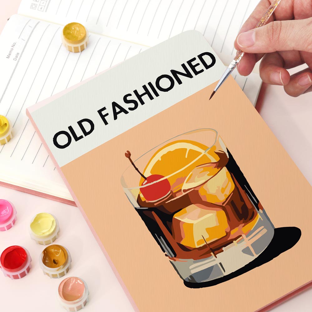 Paint by Numbers Hardcover Journal Notebook - Old Fashioned Cocktail
