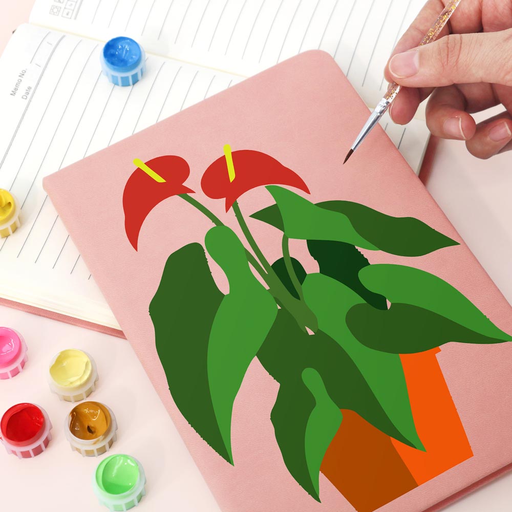 Paint by Numbers Hardcover Journal Notebook - Succulent Potted Plant