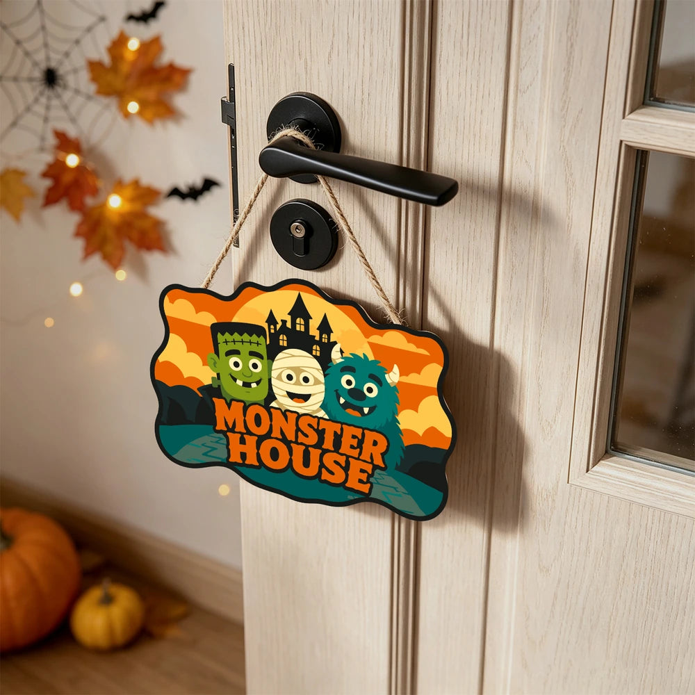 Paint by Numbers - Wooden Door Hanger | Monster House
