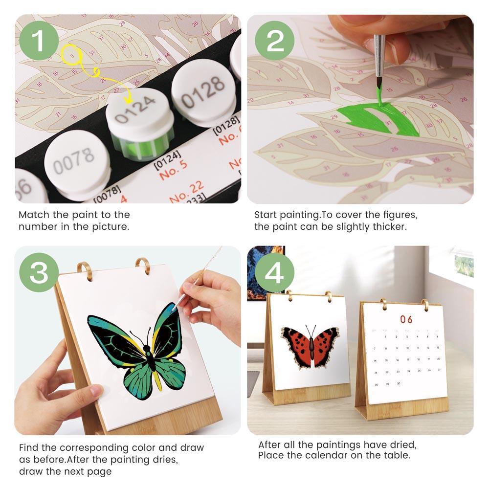 Paint by Numbers - 2026 Desk Calendar - Butterfly Collection