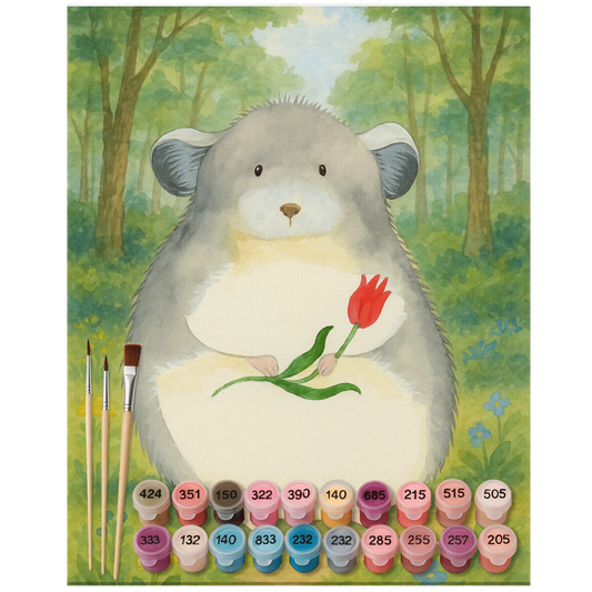 Paint by Numbers - Chinchilla with flower by Mr. & Mrs. Panda