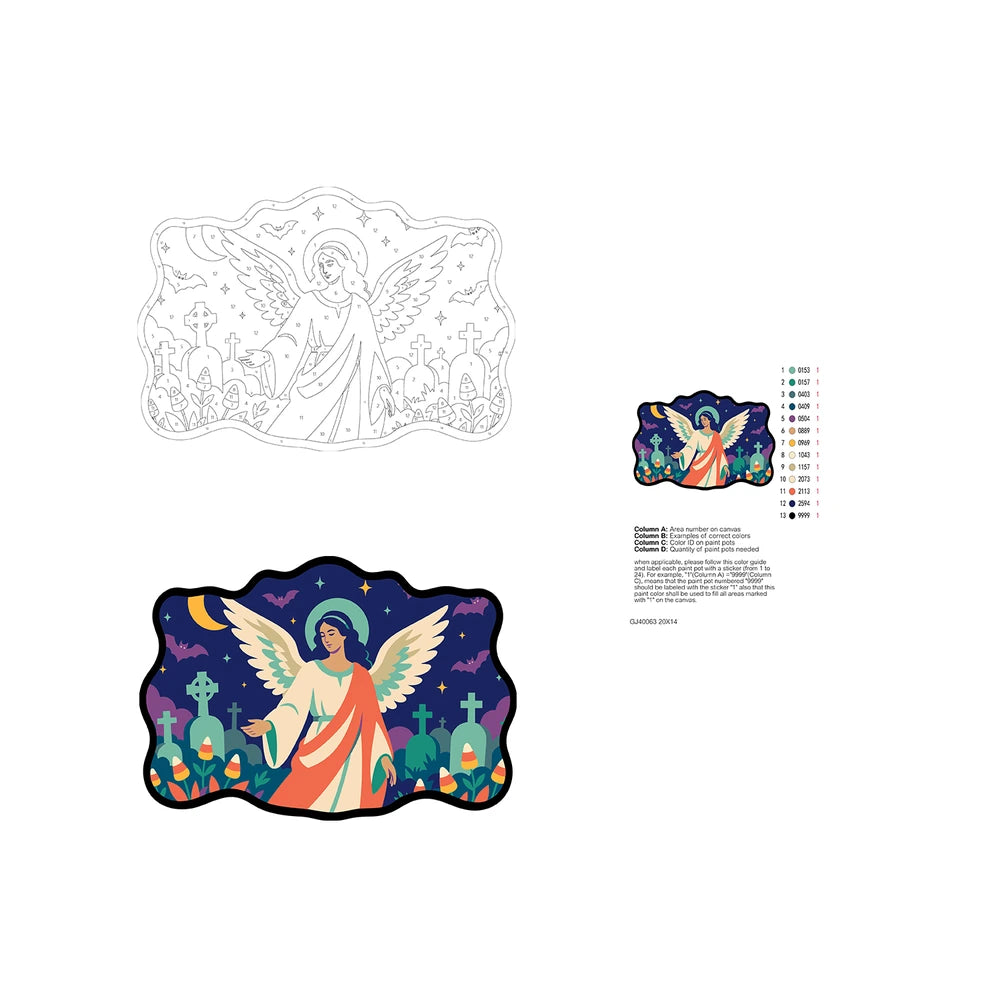 Paint by Numbers - Wooden Door Hanger | Angel in the Graveyard