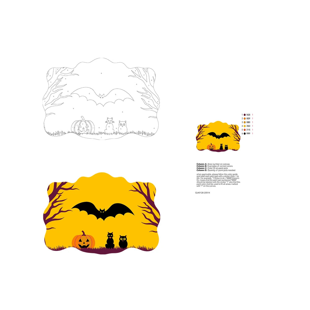 Paint by Numbers - Wooden Door Hanger | Bat in the Yellow Sky