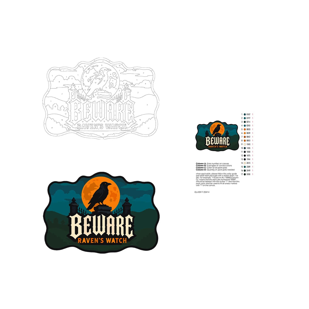 Paint by Numbers - Wooden Door Hanger | Beware Raven's Watch
