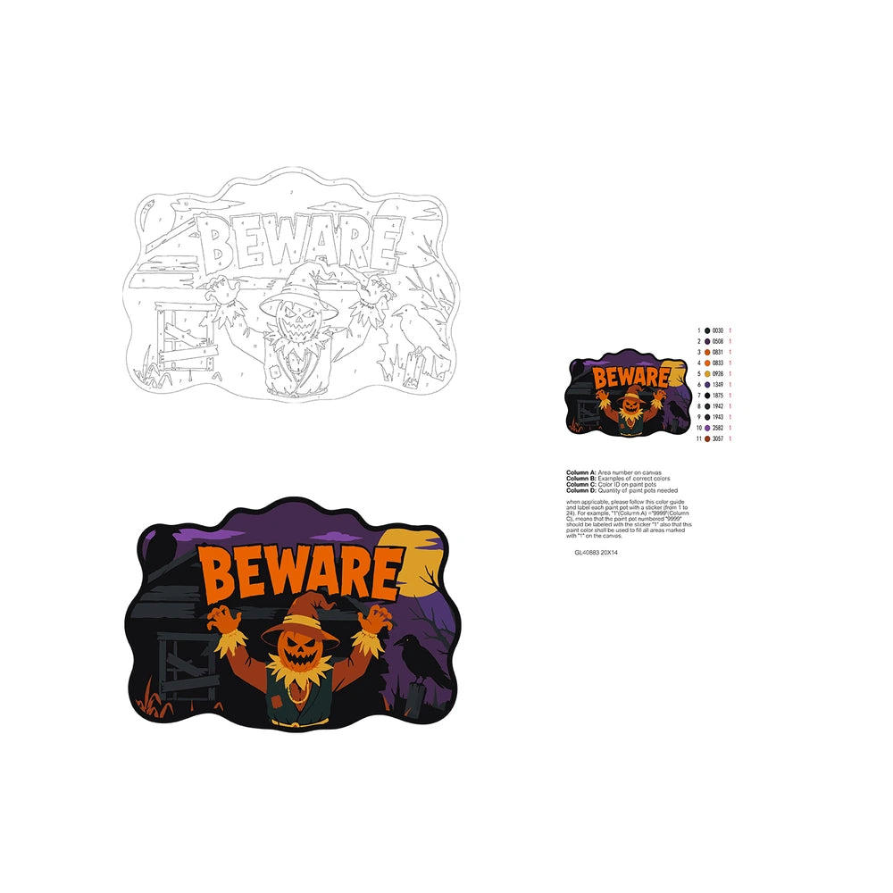 Paint by Numbers - Wooden Door Hanger | Beware Scarecrow at Night