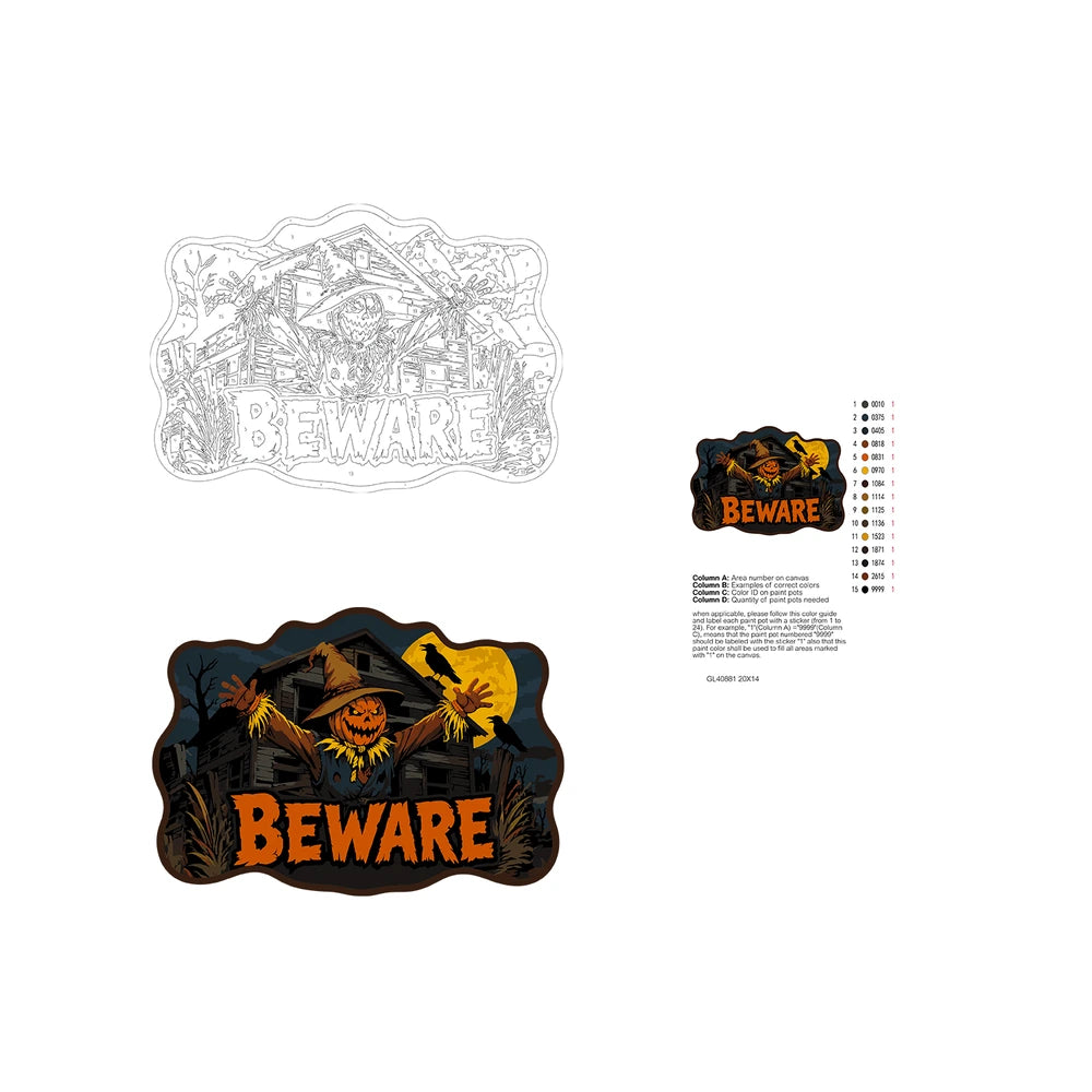 Paint by Numbers - Wooden Door Hanger | Beware Scarecrow at the Barn