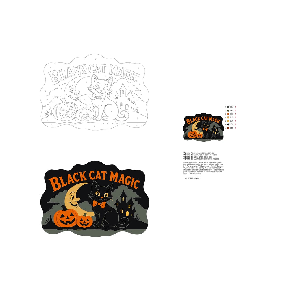 Paint by Numbers - Wooden Door Hanger | Black Cat Magic