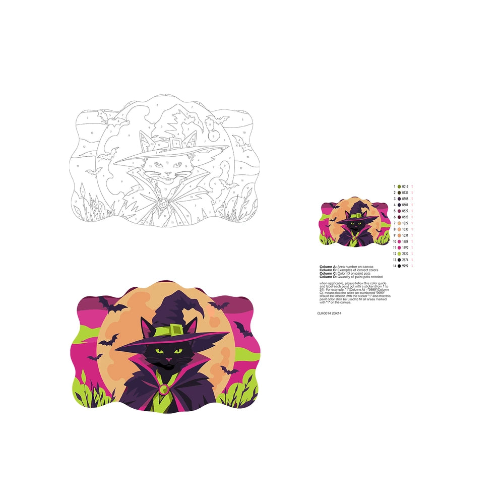 Paint by Numbers - Wooden Door Hanger | Black Cat Wizard in the Moon