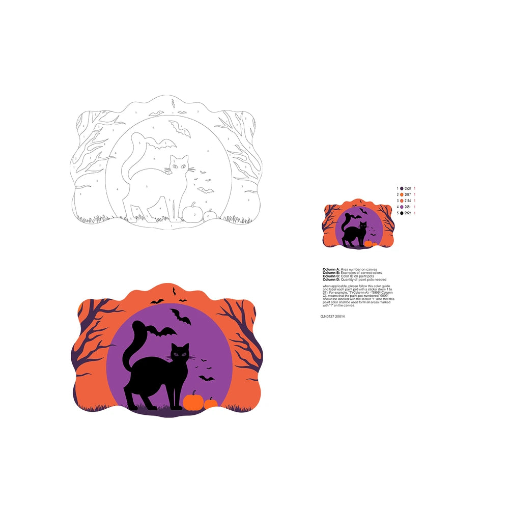 Paint by Numbers - Wooden Door Hanger | Black Cat in the Purple Moon