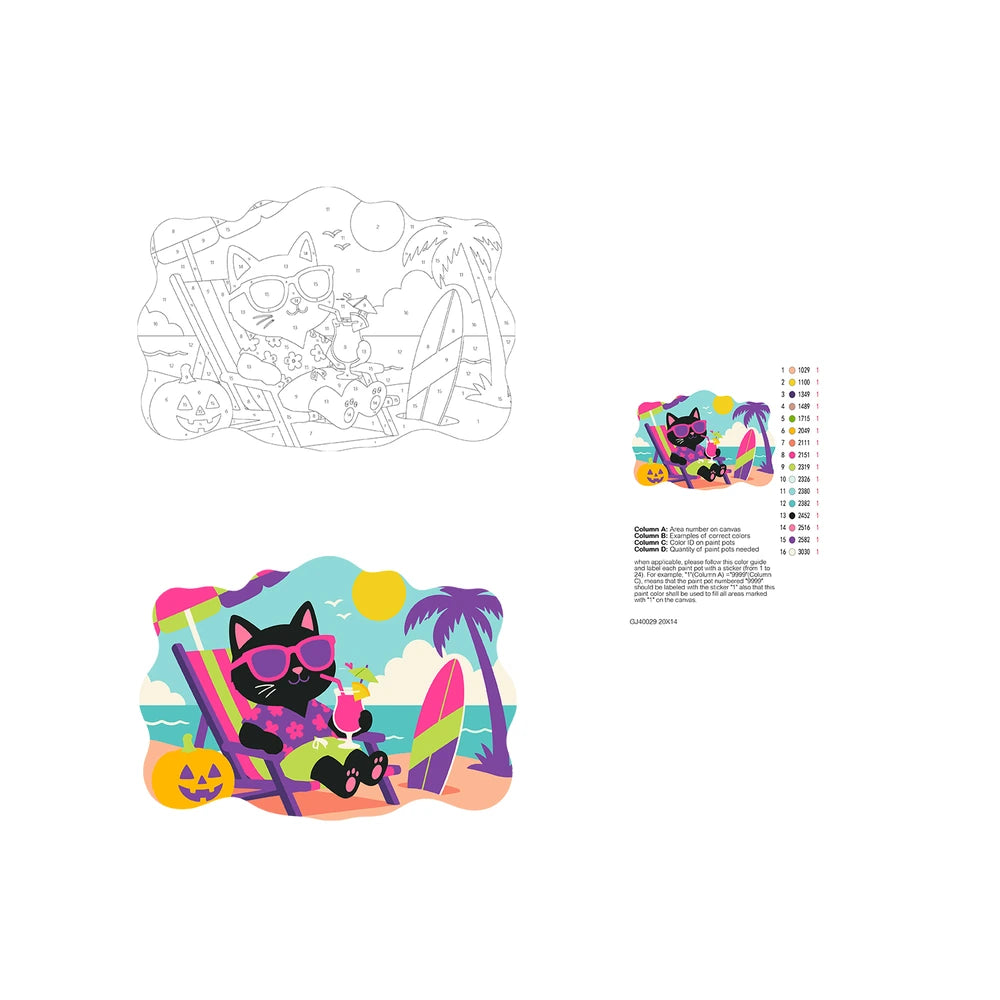 Paint by Numbers - Wooden Door Hanger | Black Cat on Vacation