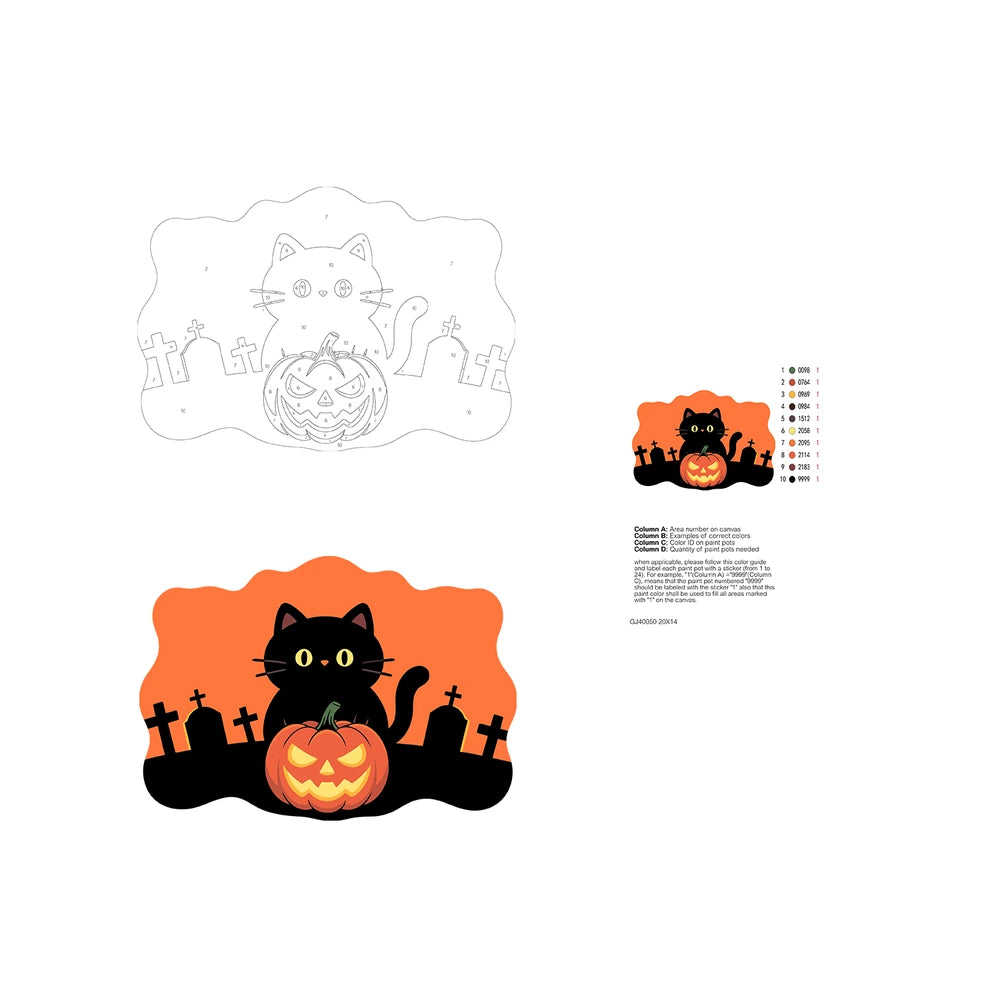 Paint by Numbers - Wooden Door Hanger | Black Cat on a Pumpkin at Sunset