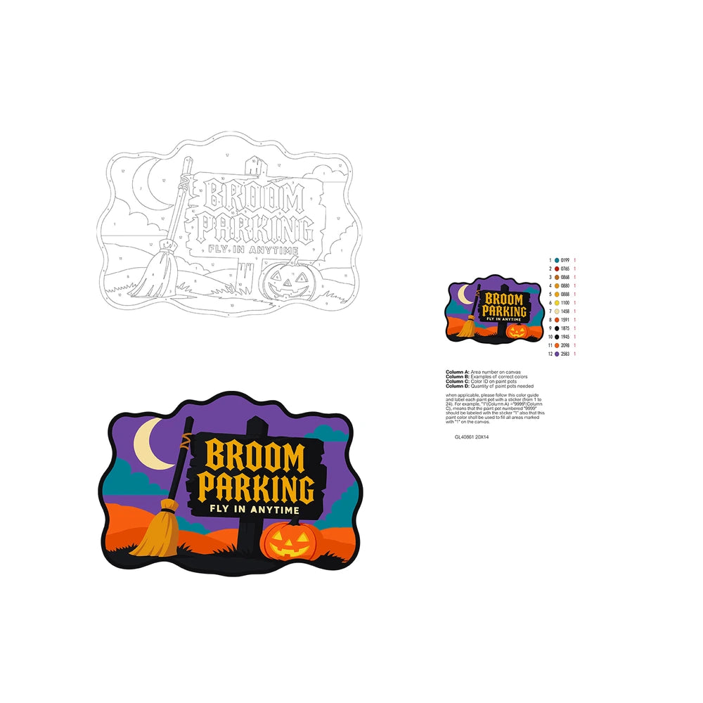 Paint by Numbers - Wooden Door Hanger | Broom Parking
