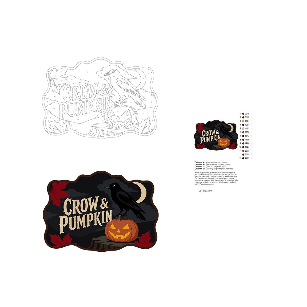 Paint by Numbers - Wooden Door Hanger | Crow and Pumpkin