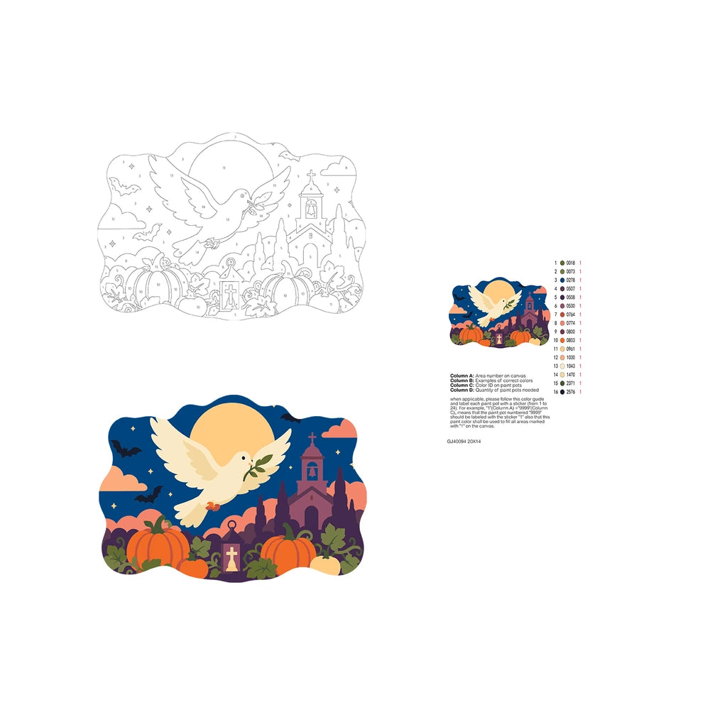 Paint by Numbers - Wooden Door Hanger | Dove Over the Pumpkin Fields