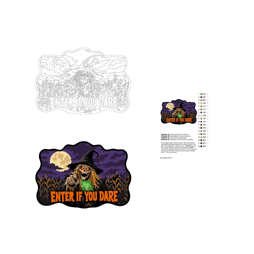 Paint by Numbers - Wooden Door Hanger | Enter If You Dare Pointing Scarecrow