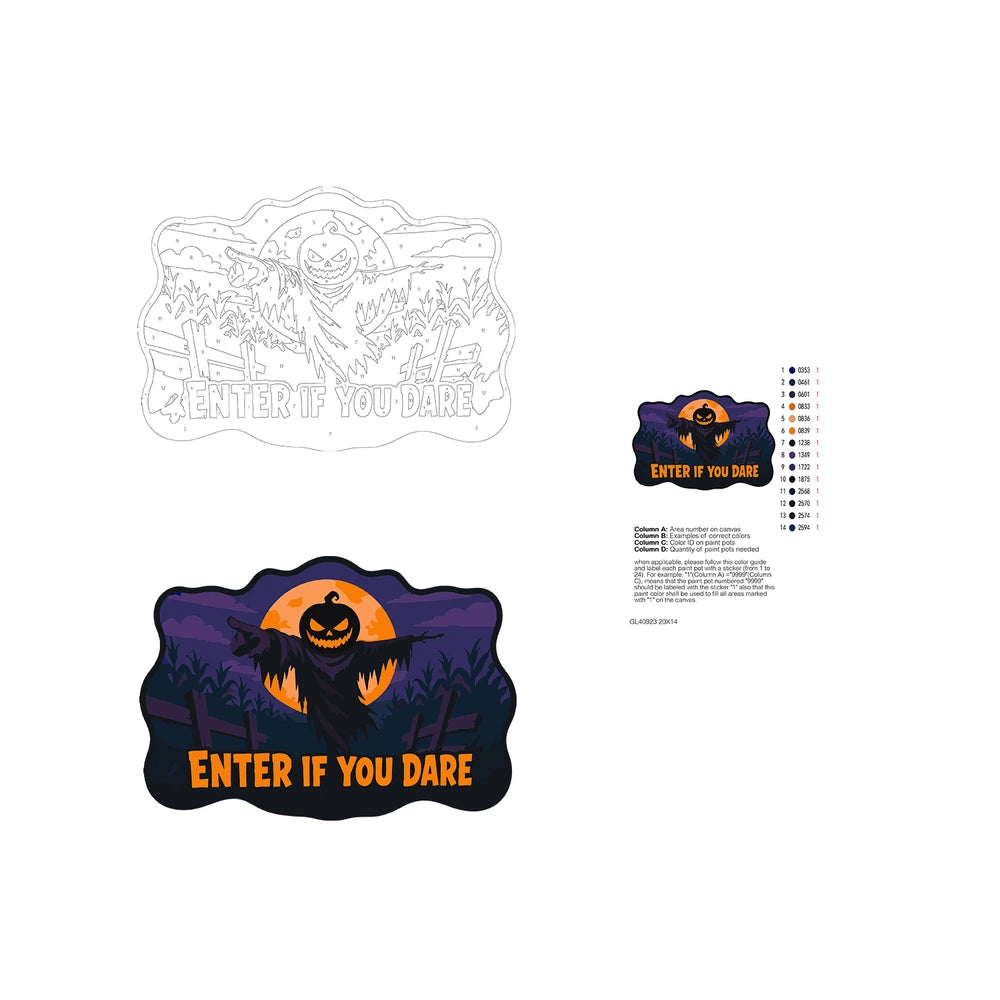 Paint by Numbers - Wooden Door Hanger | Enter If You Dare Pumpkin Scarecrow