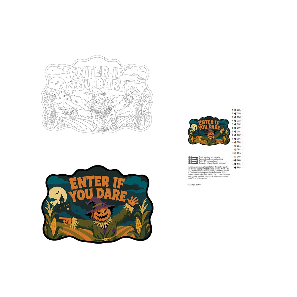 Paint by Numbers - Wooden Door Hanger | Enter If You Dare Scarecrow