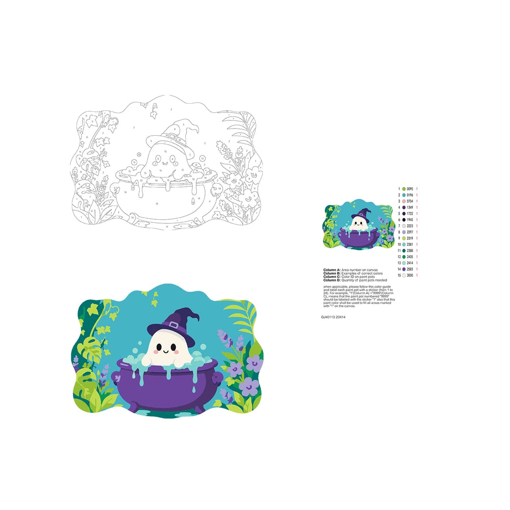 Paint by Numbers - Wooden Door Hanger | Ghost in a Bubbling Cauldron