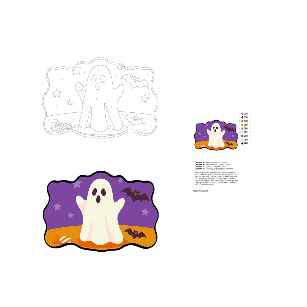 Paint by Numbers - Wooden Door Hanger | Ghost in the Purple Night