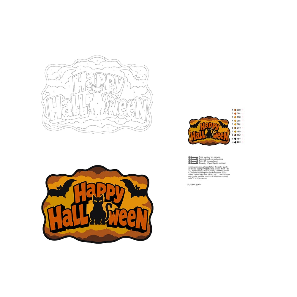 Paint by Numbers - Wooden Door Hanger | Happy Halloween Black Cat