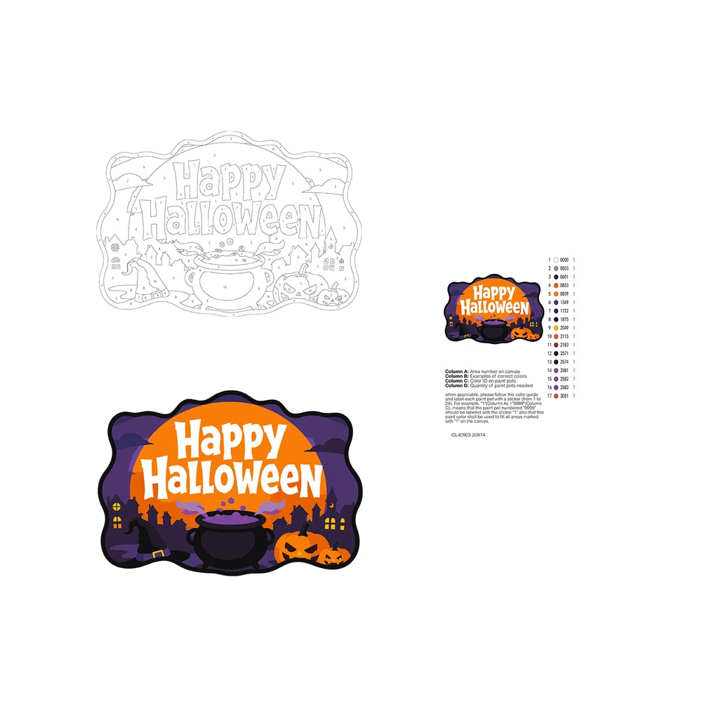 Paint by Numbers - Wooden Door Hanger | Happy Halloween Witch's Cauldron