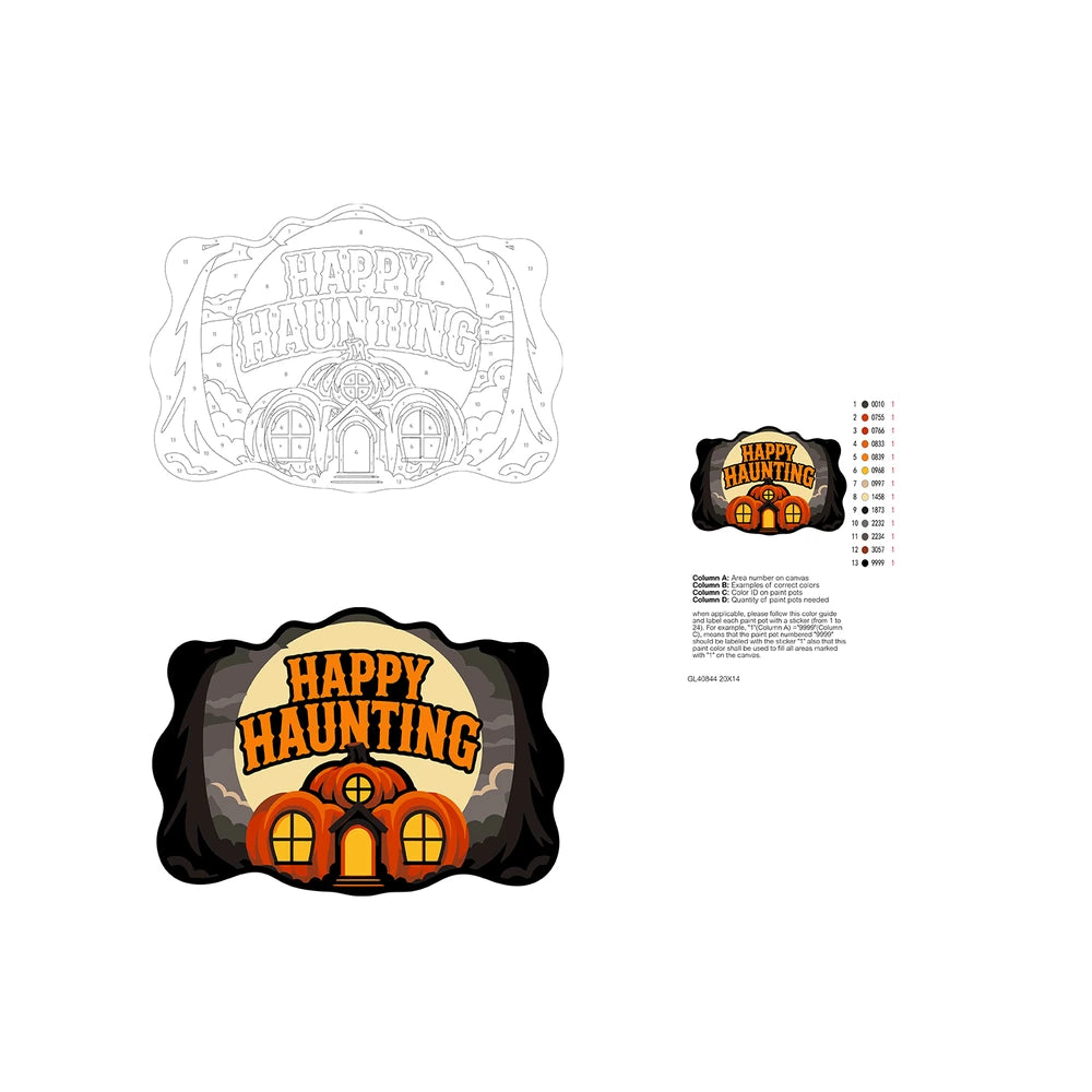 Paint by Numbers - Wooden Door Hanger | Happy Haunting Pumpkin House
