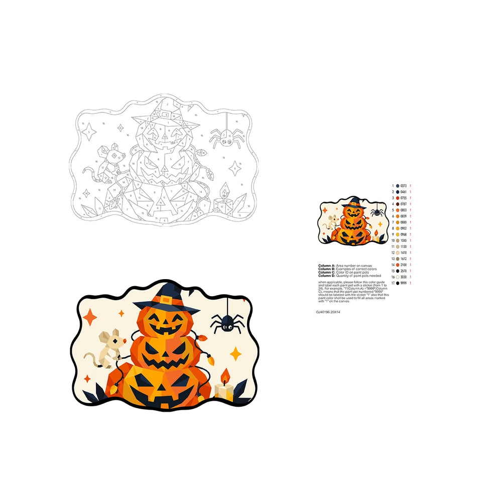 Paint by Numbers - Wooden Door Hanger | Jack-o'-Lantern Tower with a Mouse