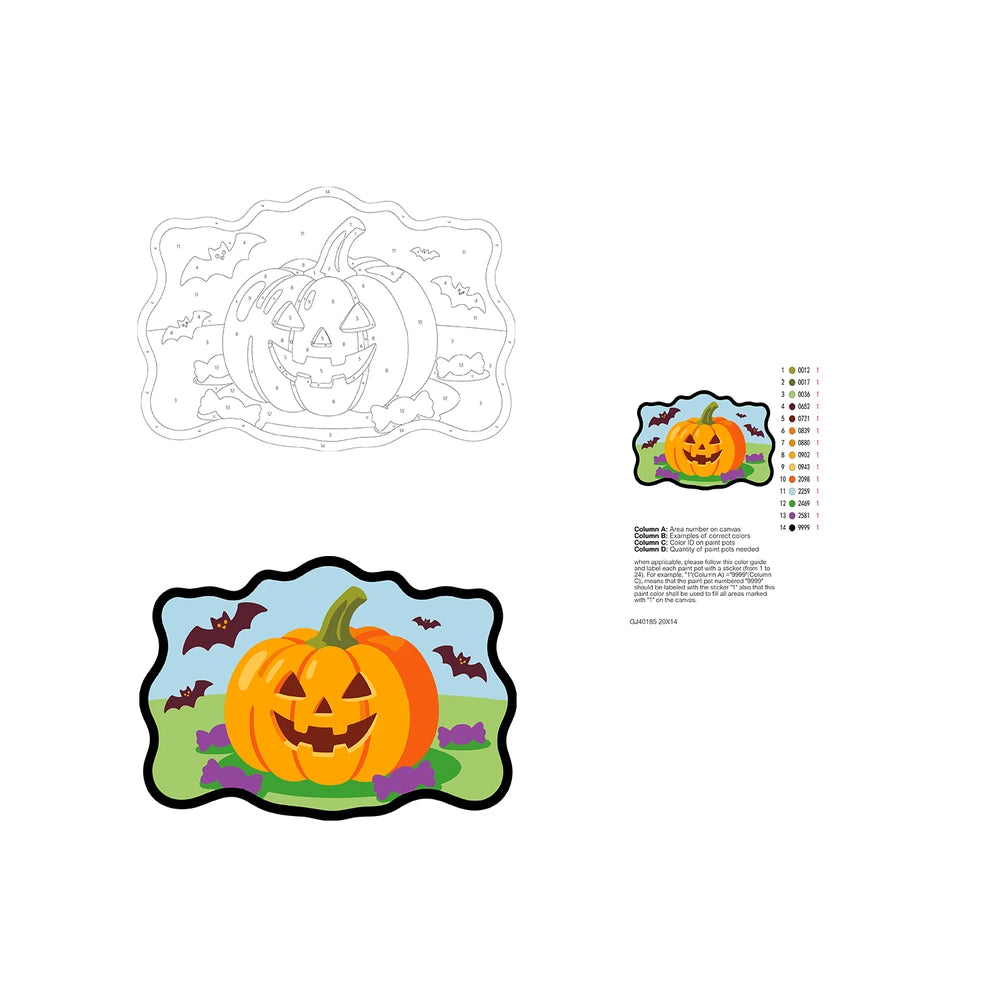 Paint by Numbers - Wooden Door Hanger | Jack-o'-Lantern in the Meadow