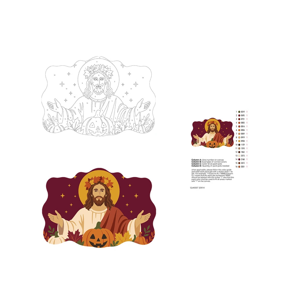 Paint by Numbers - Wooden Door Hanger | Jesus with Open Arms in Autumn