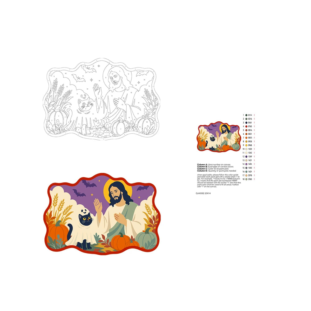 Paint by Numbers - Wooden Door Hanger | Jesus with a Ghost Cat